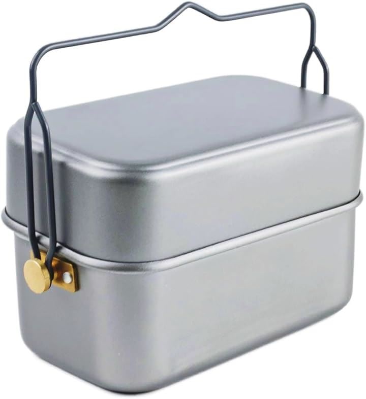 雷鳥飯盒 セカンドロット アウトドアクッカー メスキット 鍋 キャンプポット 水蒸気炊飯2合(チタン色)