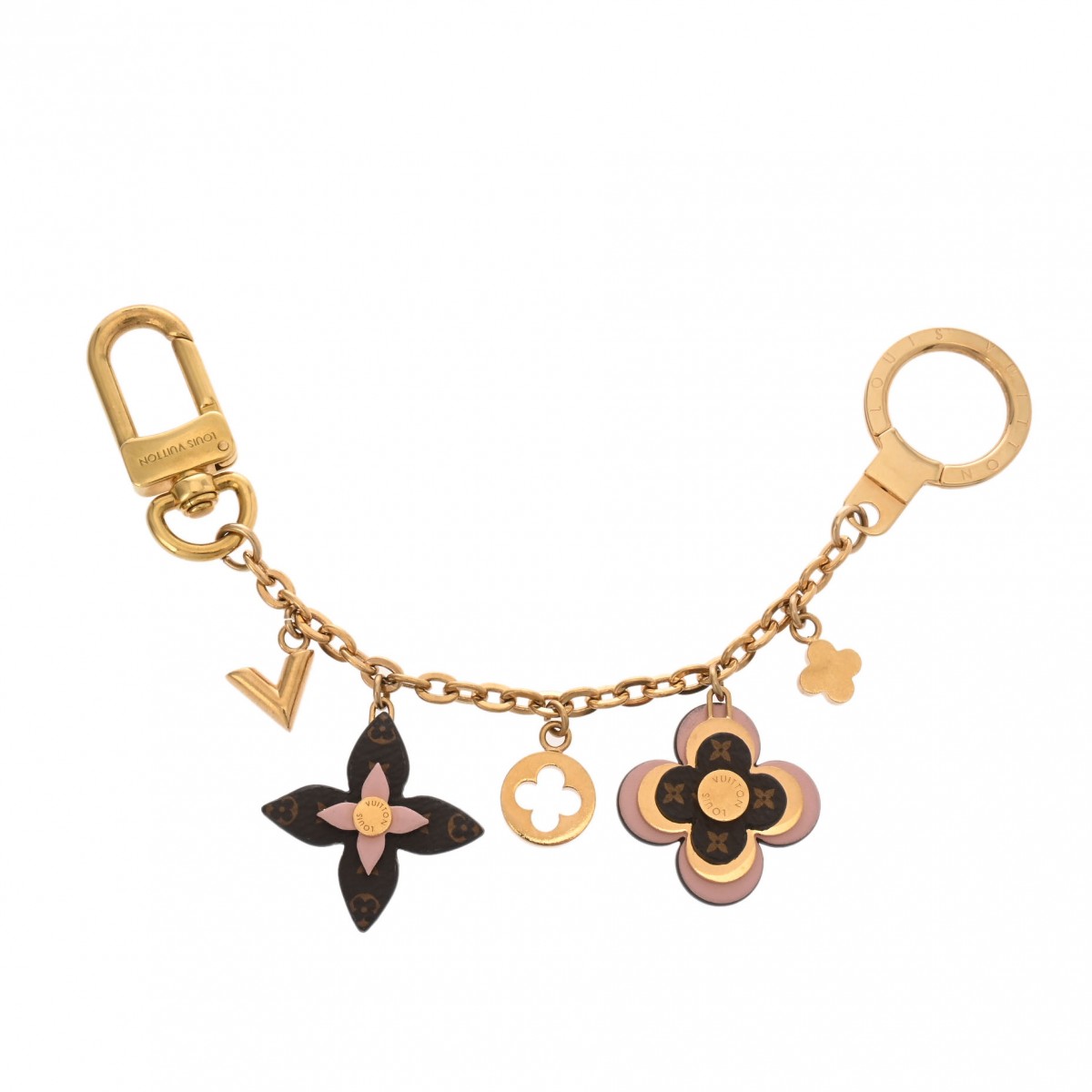 バッグチャーム チェーン ブルーミングフラワー ブラウン/ピンク ゴールド金具 M63086 レディース GP キーホルダー ABランク 中古 銀蔵