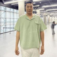 ソ・ジャンフン様協賛 WML ちぢみ シアサッカー ポケットポイント ヘンリーネック 半袖Tシャツ