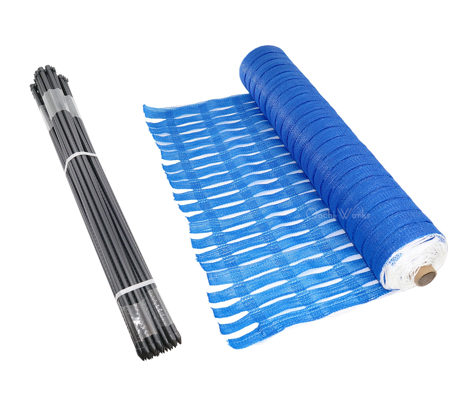 ネットフェンス ブルー 1ｍx50ｍ 防獣杭 30本付き セット フェンスネット＆杭セット ブルーフェンス 仮設フェンス 防塵ネット ネットフェンス