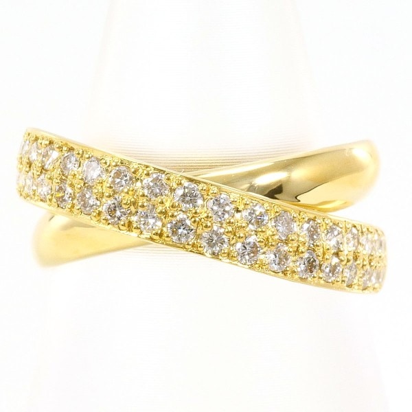 K18 18金 YG リング 指輪 9号 ダイヤ 0.50 カード鑑別書 ジュエリー 中古