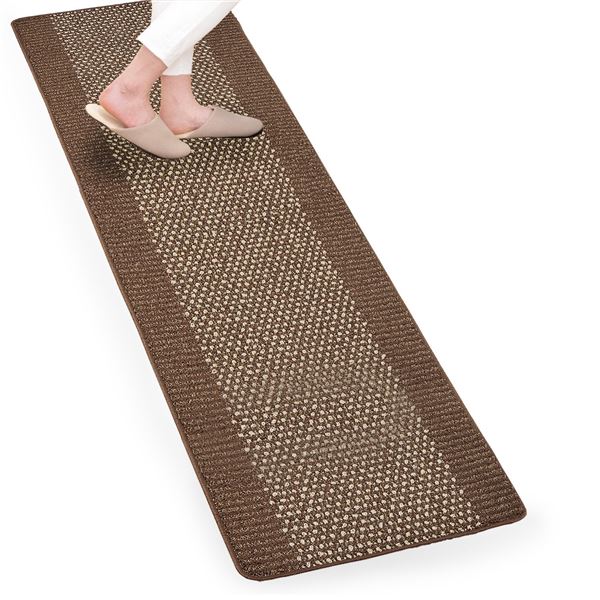 (3個セット) キッチンマット/台所マット (ブラウン) 約60cm×270cm 洗える コンパクト 優踏生 洗いやすい (キッチン用品)