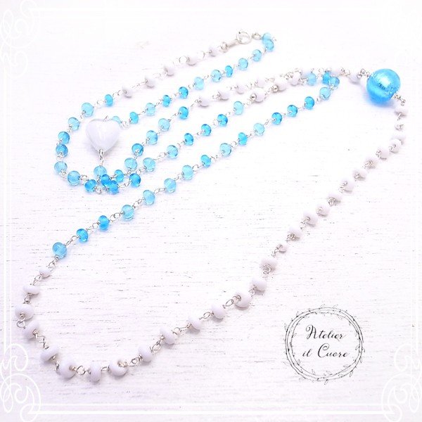 Acqua アクア 2way ベネチアンビーズ ネックレス シルバー925 Atelier il Cuore [ クオーレ ] アクセサリー/ハンドメイド/作家