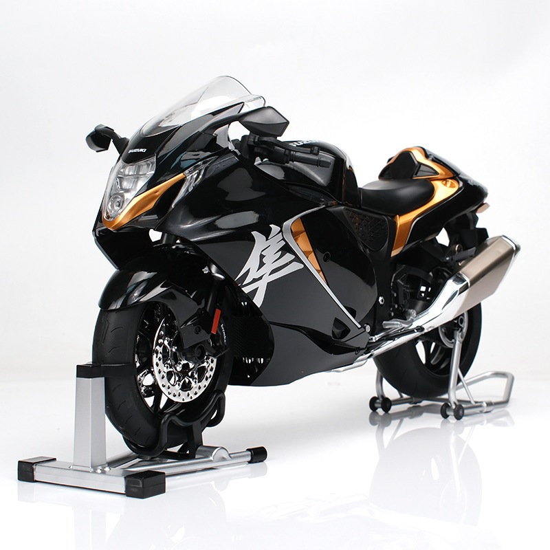 ファーイー合金車模型 1:6 スズキハヤブサ（隼）スプレー機能付きモーターサイクル 音響付き LED ライトおもちゃ車 サウンド模型置物