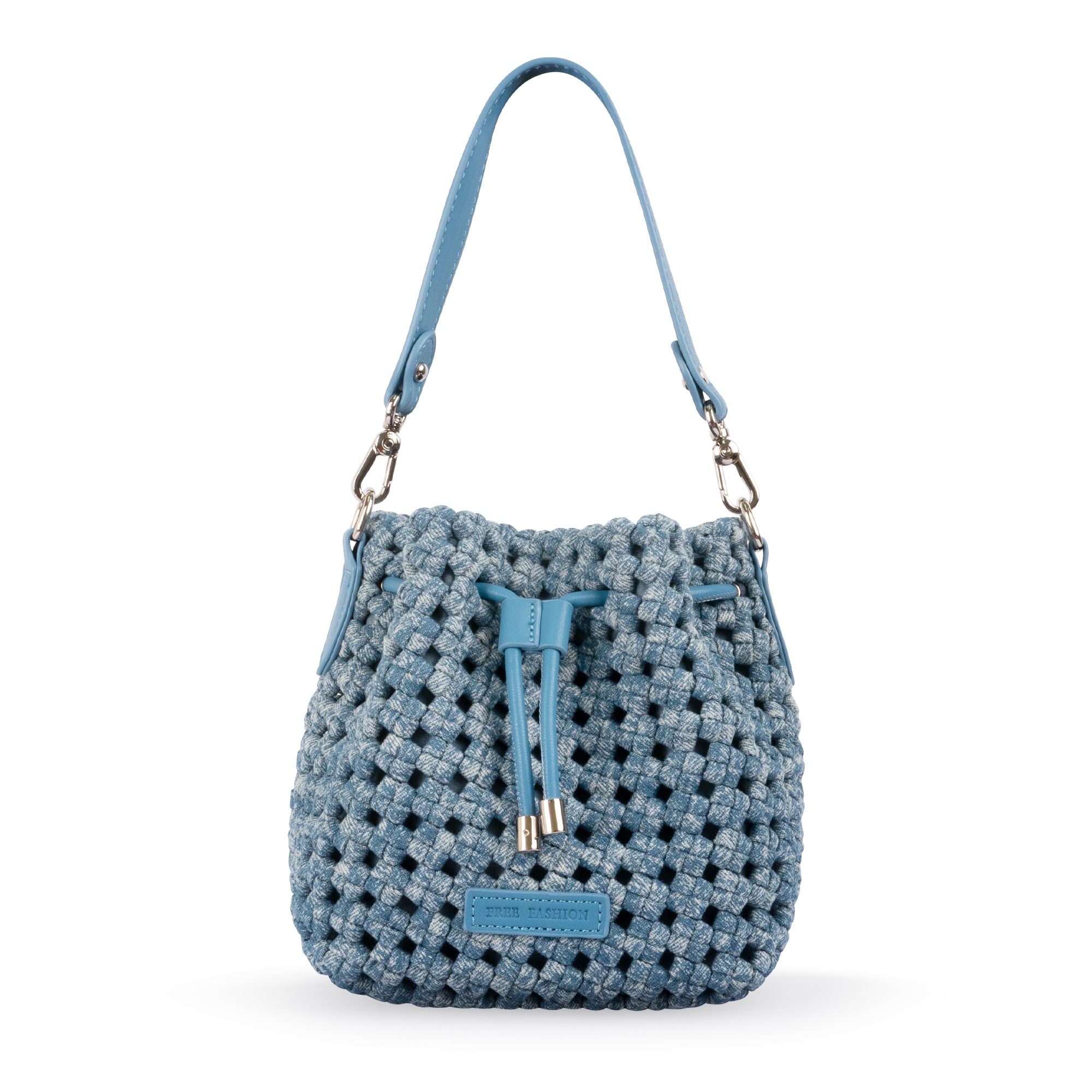 F2302 デニム編みバケツバッグ