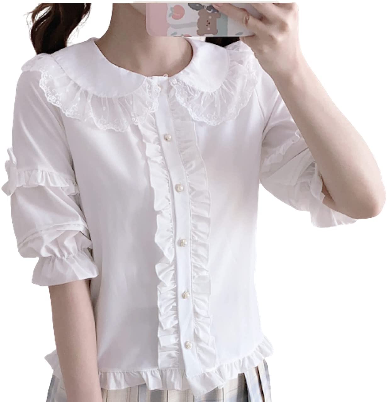 Lady Lazy ロリータ レース 白 ブラウス 半袖 トップス フリル ロリ 衣装 撮影 甘ロリ 8,355円