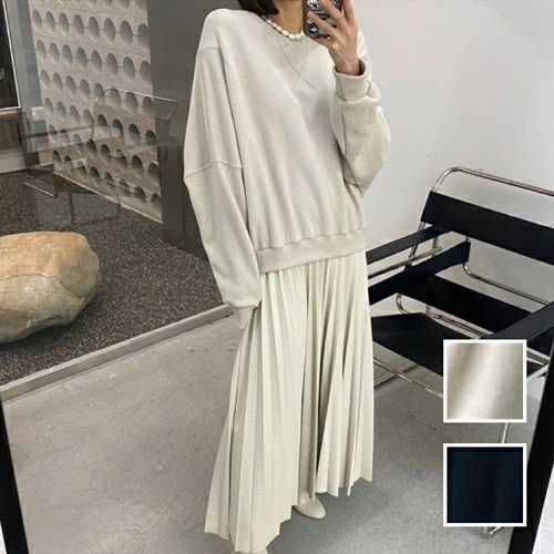 ワンピース カジュアル ロング マキシ丈ワンピ 韓国 ファッション レディース 秋 冬 カジュアル コーデ シンプル 定番 セレカジ 20代 30代 40代 2025 プリーツ ローウエスト ド