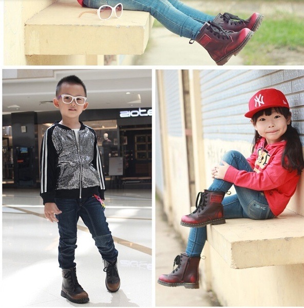 安い購入 Boots Martin Fashion Boys And Girls Genuine Kids For Boots Leather ドレス