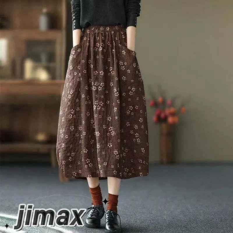 花柄スカート 黒 マキシ スカート コットン ロングスカート 夏 春 フレア ウエストゴム ミモレ丈 レディース Aライン ハイウェスト ゴム きれいめ フェミニン オフィス 大人 通勤 カジュアル