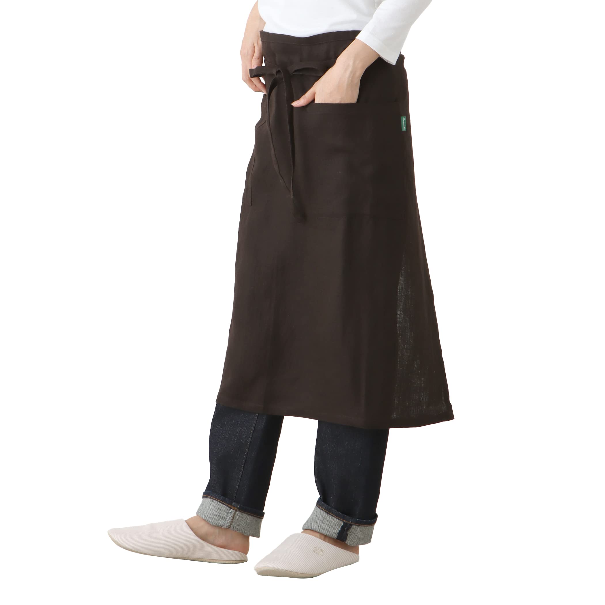 [ アフタヌーンティー リビング ] AfternoonTea LIVING エプロン HM81 麻100%リネンギャルソンエプロン ブラウン