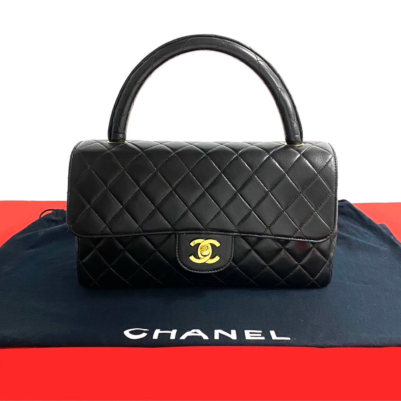 ヴィンテージ マトラッセ ココマークハンドバッグ ラムスキン ブラック 97332 225,585円