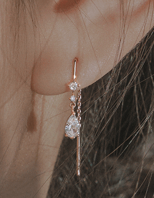 14k post ローズマリー ドロップ ピアス