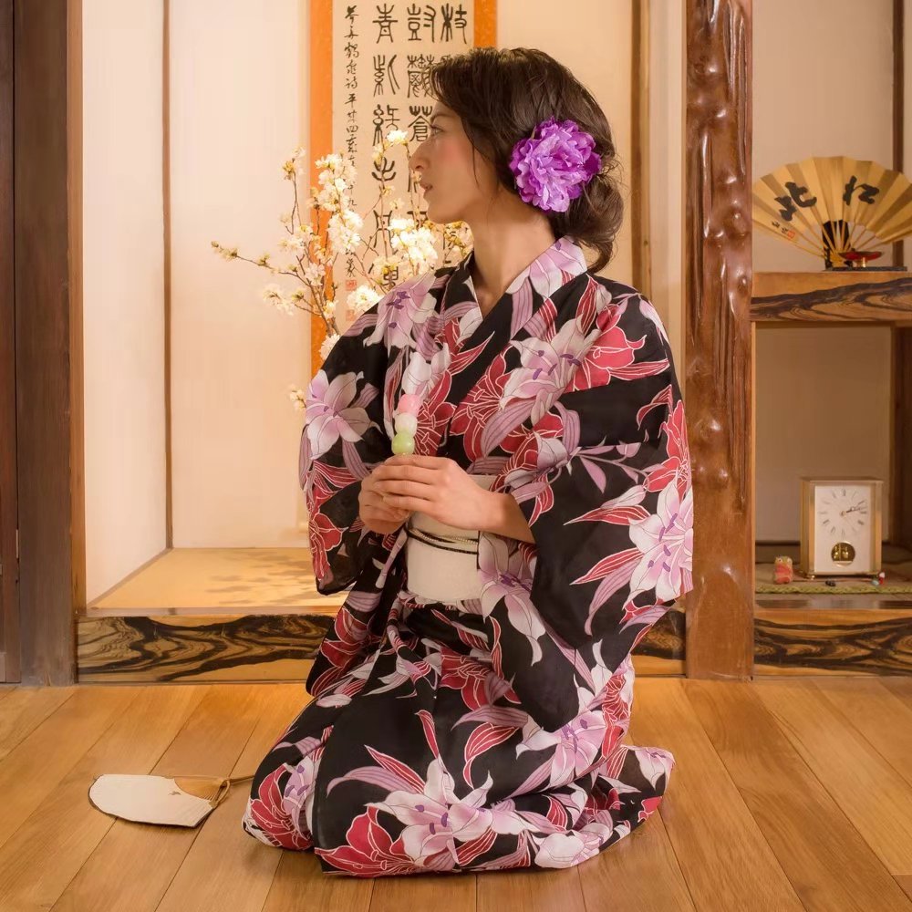 日本の着物 浴衣 女性用 伝統的 フォーマルスタイル 日本のホームウェア 撮影旅行服 綿生地 Cos