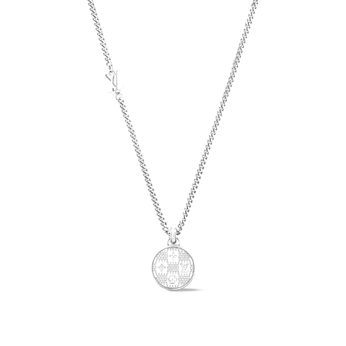 LV ペンダント ダミエ ステープル S00 シルバー M02446