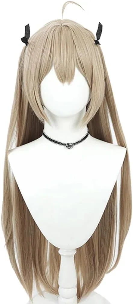 コスプレウィッグアトリ茶色ロングヘアカツラネット付き長髪耐熱文化祭小物変身仮ステージ服30%までに制限