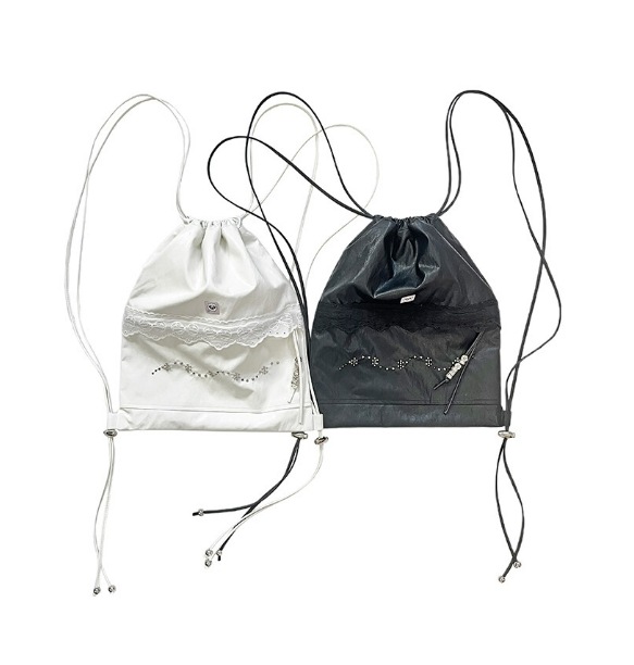 FAKE LEATHER DRAWSTRING BAG