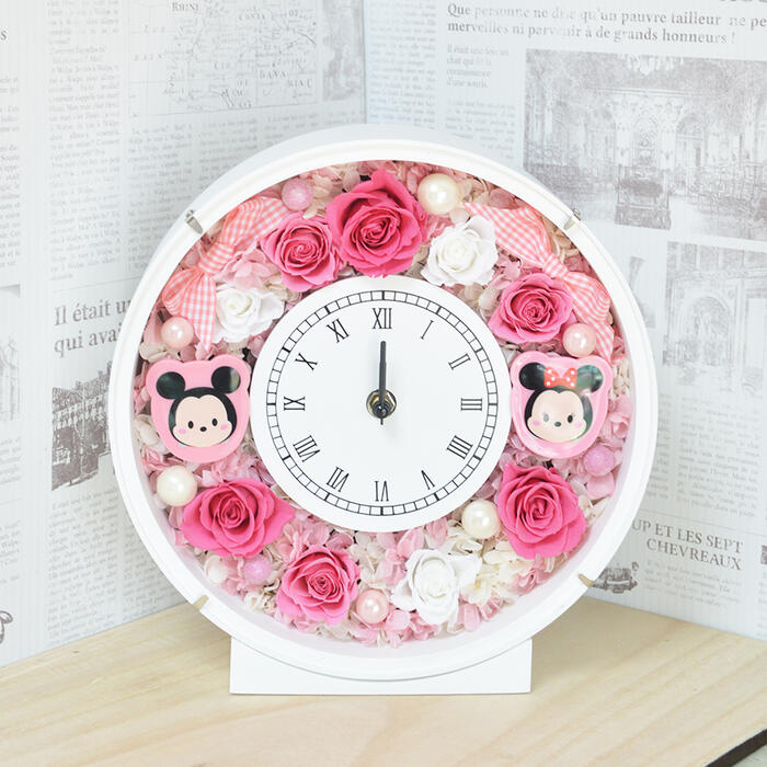 プリザーブドフラワー 時計 ミッキー&ミニー フラワーギフト 花 贈り物 プレゼント 開店祝い 引越し祝い 開業祝い 結婚祝い