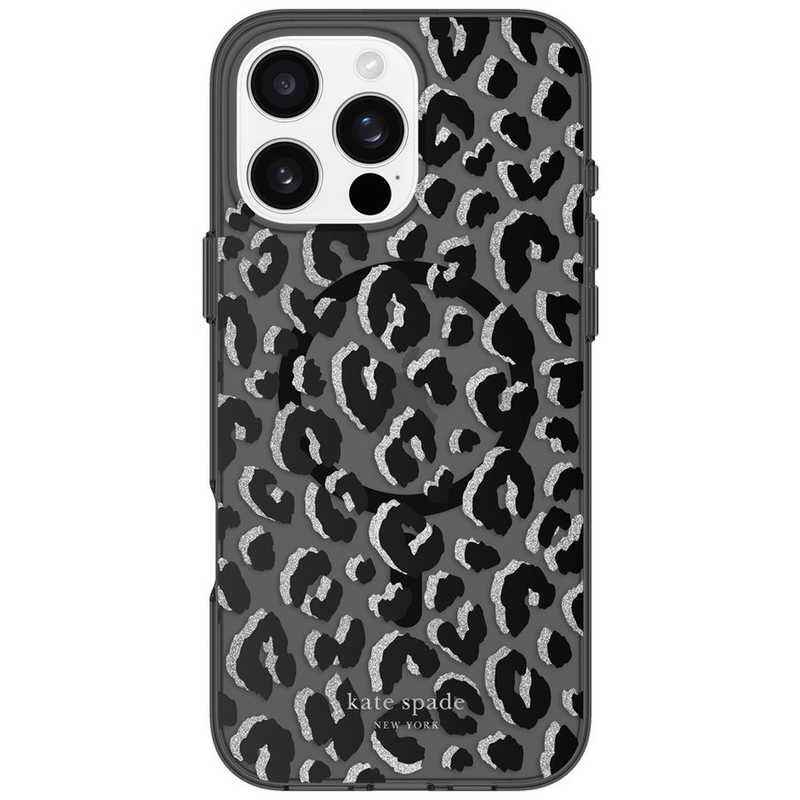 KATESPADE　iPhone 16 Pro Max Kate Spade Protective - MagSafe/ Recycled City Leopard Black　KS055056
