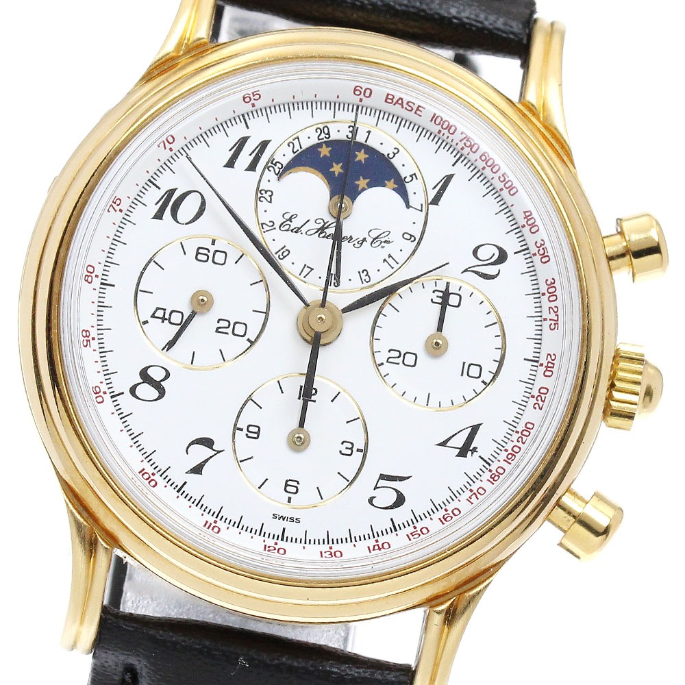 ホイヤー Heuer 188.205/1 エドワードホイヤー 125周年記念 ムーンフェイズ クロノグラフ 手巻き ボーイズ 良品 _889748【中古】