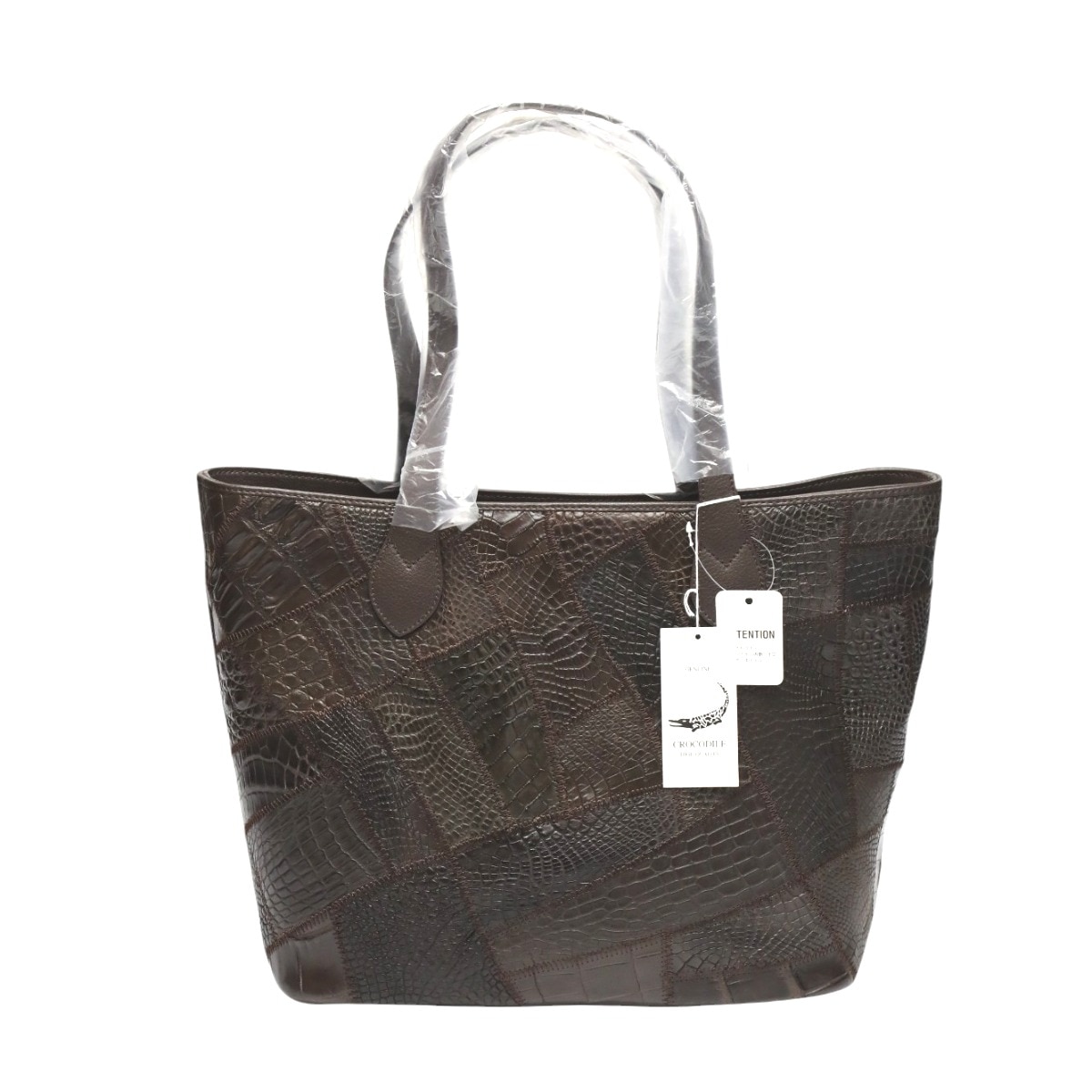 クロコダイルLB-7001 天ファスナー パッチワーク トートバッグ ニコチン