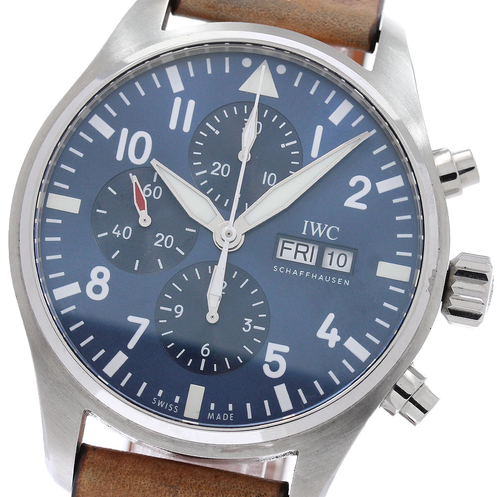 IWC IWC SCHAFFHAUSEN IW377714 パイロットウォッチ プティ プランス デイデイト クロノグラフ 自動巻き メンズ 保証書付き_956310【中古】