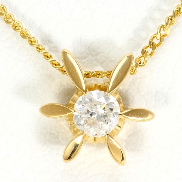 K18 18金 YG イエローゴールド ネックレス ダイヤ 0.10 約42cm ジュエリー 中古