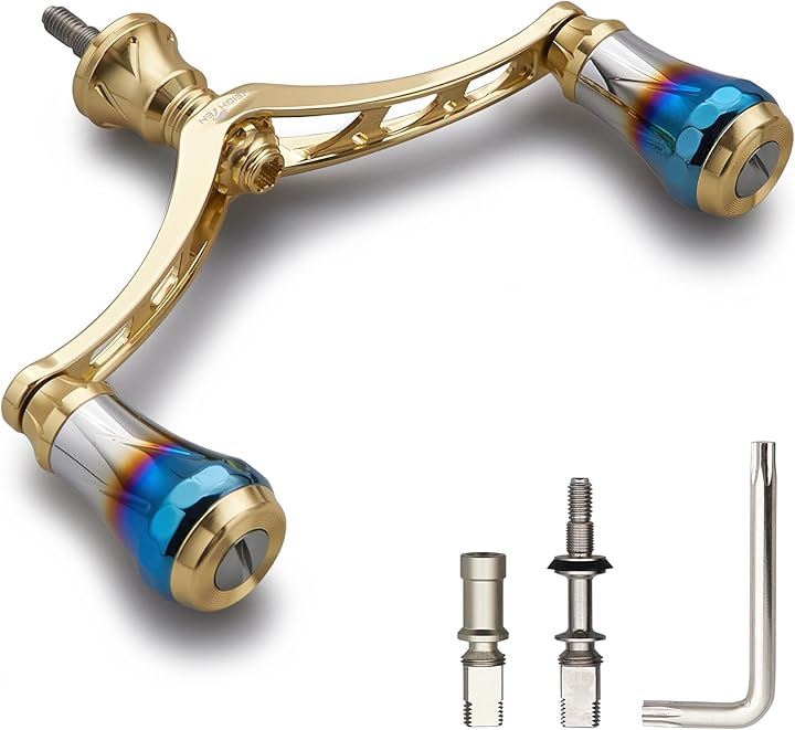 V3.0 80/98mm リール ハンドル 航空アルミ製 シマノ ダイワ 通用 スピニングリール Arch Aurora 487(ゴールド, V4.0 - 98mm)