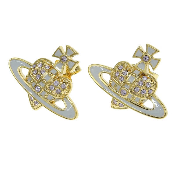 ヴィヴィアンウエストウッド アクセサリー レディース ピアス イヤリング アウトレット ゴールド×パールブルー REVERSE HEART STUD EARRINGS 6201032602R880