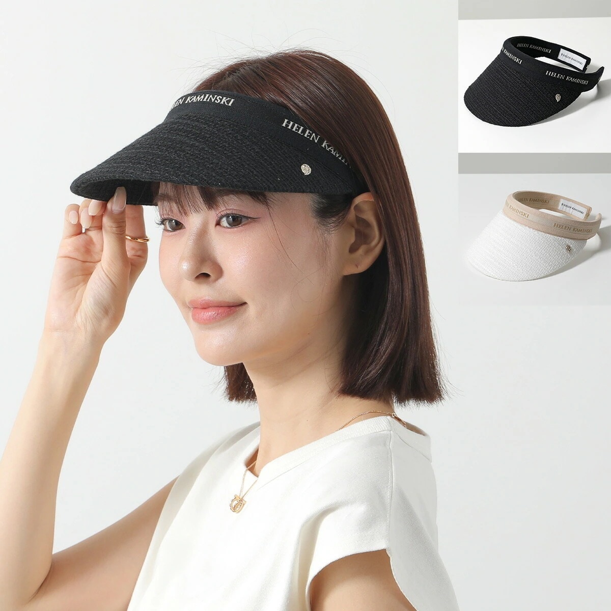 HELEN KAMINSKI ヘレンカミンスキー サンバイザー CARTER カーター レディース ロゴ アイコンメタル ブークレ 帽子 カラー2色