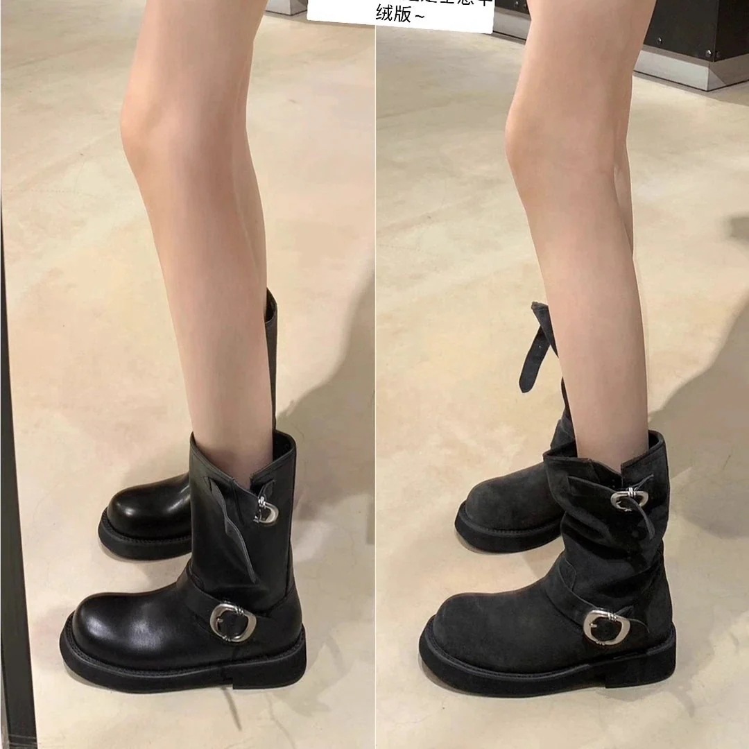 選べる福袋ロングブーツ 24新作レディースハイヒールライダースブーツひざ下まで丸みのあるブーツ 厚底シューズ ショートブーツ レディース ブーティー マーディンブーツ