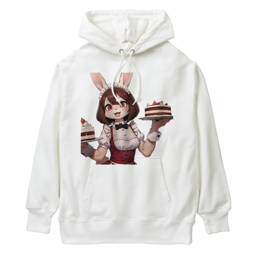 【文字入れ可能受注生産】ウサギの女の子　メイド　ケモナー　ダブルケーキ ヘビーウェイトパーカー