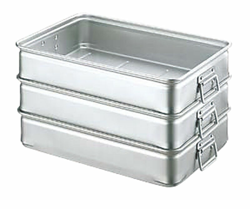 中尾アルミ製作所 アルマイト キングボックス（番重） 手付き 中 60 固定取手