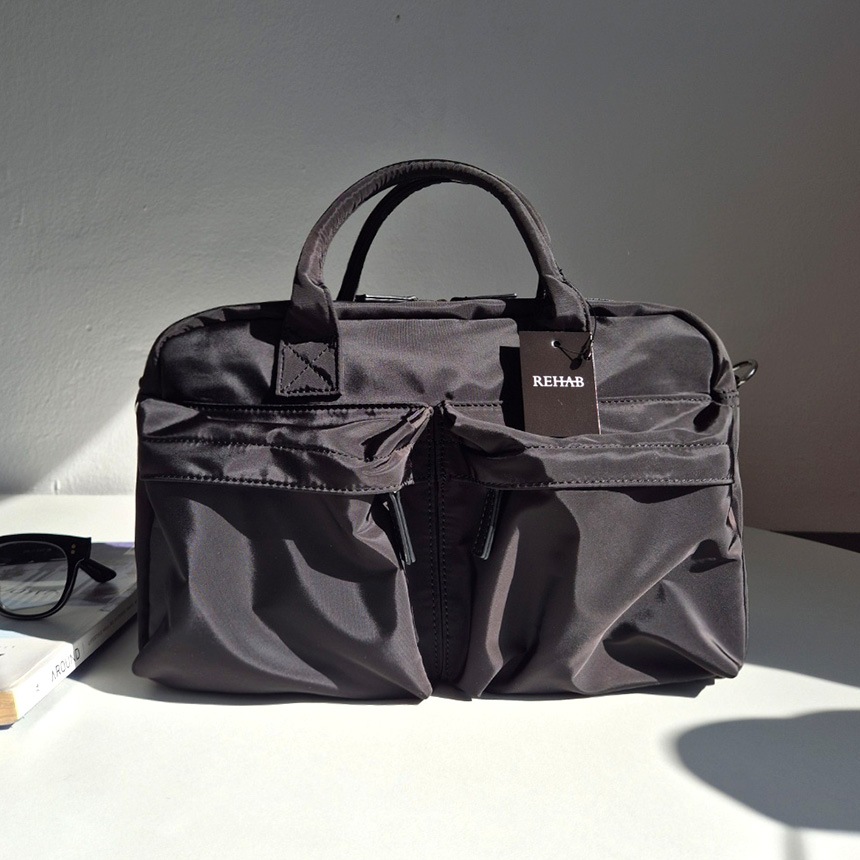 Elio Square Nylon Bag - 軽量 3WAY 撥水 ショルダー トート クロスボディ