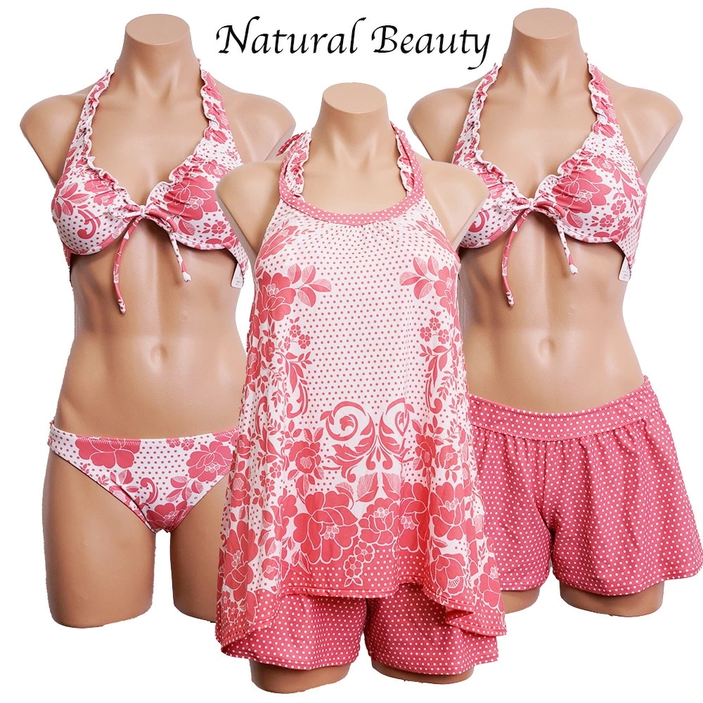 【売れ筋】ナチュラルビューティー 水着 体型カバー タンキニ レディース ビキニ セット 体型カバー水着 30代 40代 50代 60代 シニア タンキニ水着 ママ水着 セパレート 4点セット パンツ