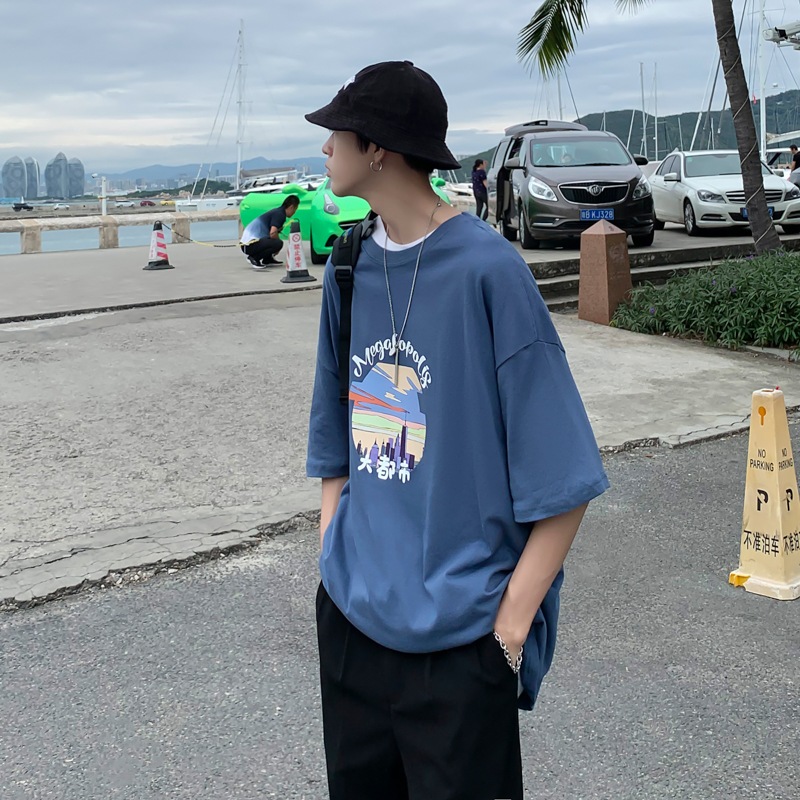 夏の原宿bf風ラウンドネック半袖メンズ韓国版ルーズスチューデントtシャツトレンドオールマッチファッションブランド5点半袖 Tシャツ 大人気新品 Tor Safety Com