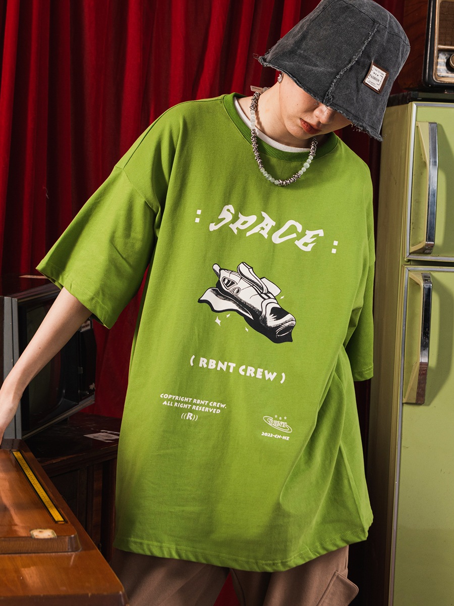 新入荷数少ない 2022夏服半袖ゆったり オリジナル 宇宙船Tシャツ 男女兼用