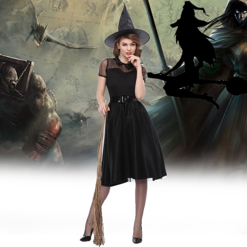 ハロウィン新しい黒ガーゼ魔女衣装魔女ヴァンパイア衣装ナイトゴーストゲーム衣装ステージ衣装