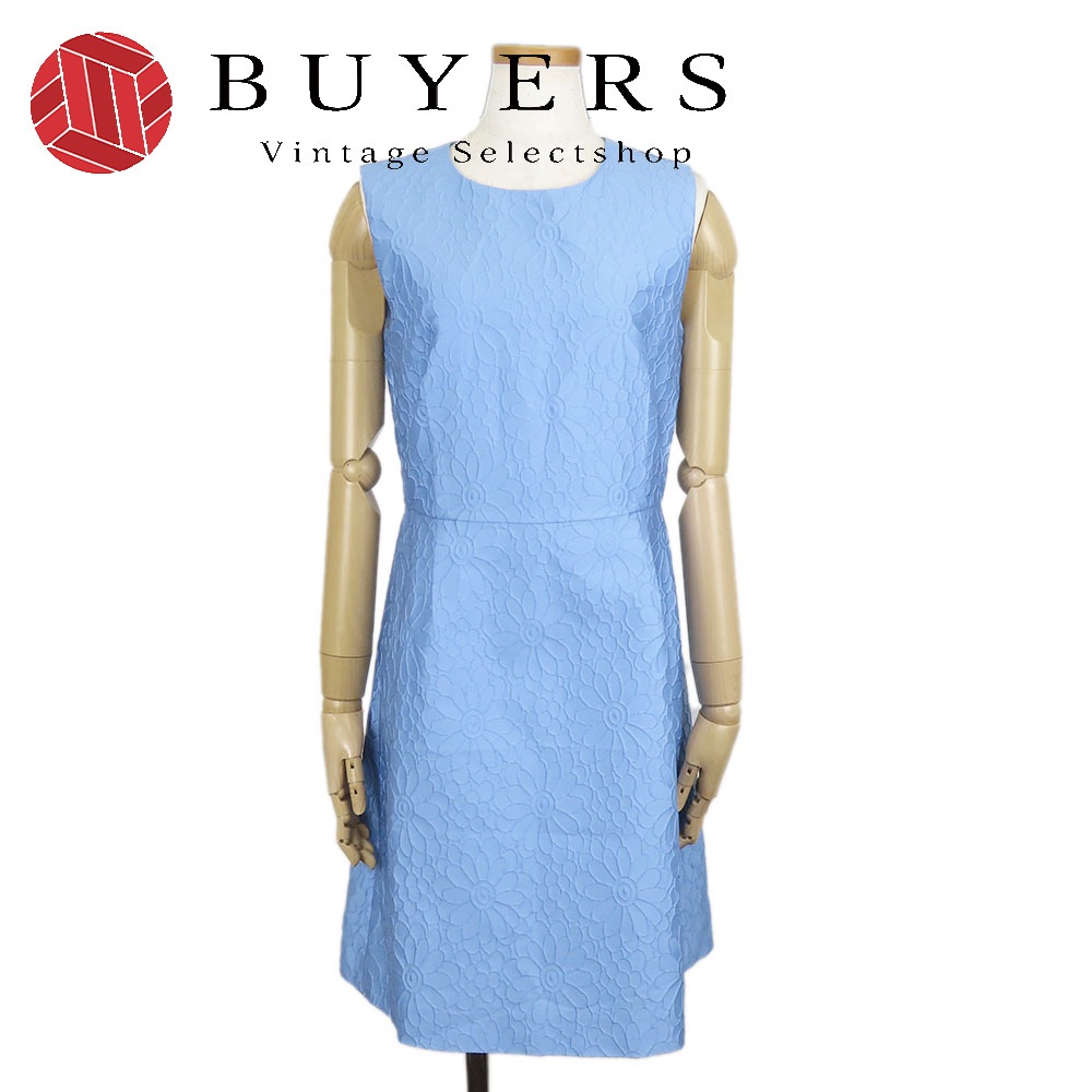 中古 ワンピース shine! 42 コットン ポリエステル ポリアミド ライトブルー ノースリーブ 膝丈 花柄 レディース 女性 6,732円