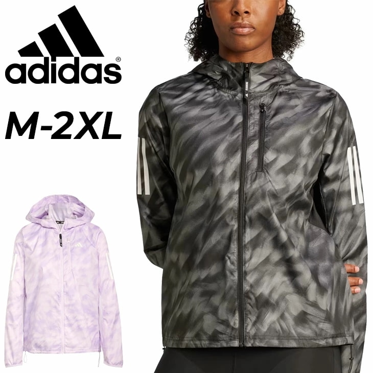 ランニングジャケット 長袖 レディース オウン ザ ラン総柄プリントジャケット フーディ 女性 ランニングウエア アウター ジョギング フィットネス トレーニング 婦人 ブランド/KRI50