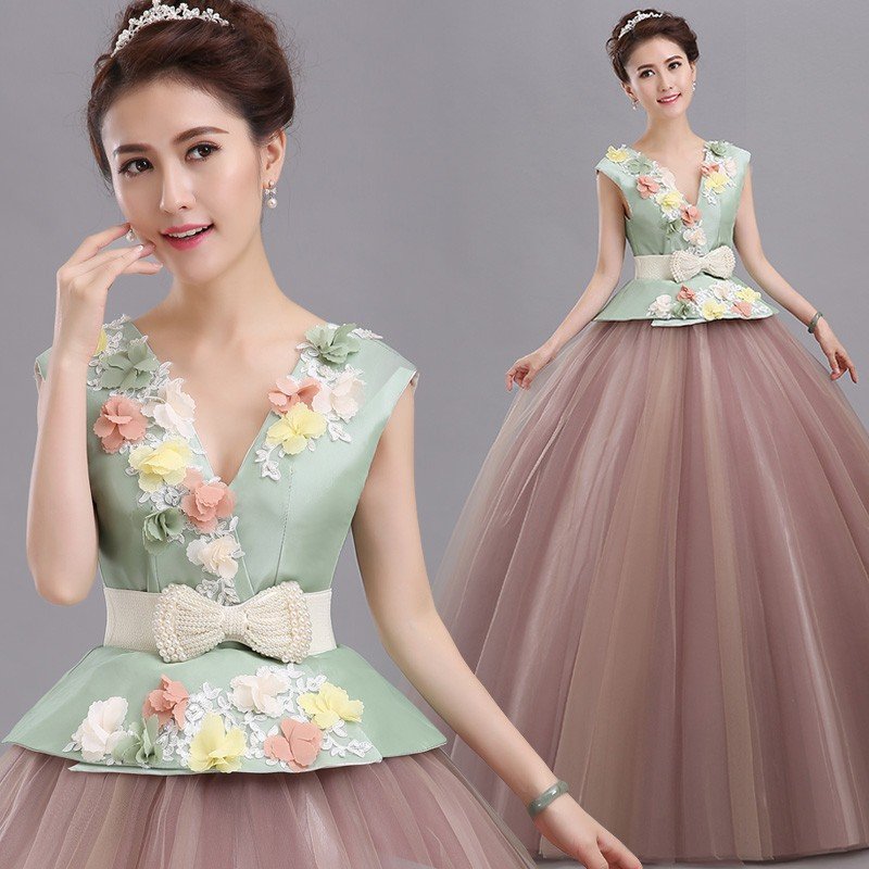 カラードレス ウエディングドレス コンサート 安い ロングドレス 演奏会 プリンセスライン ステージ