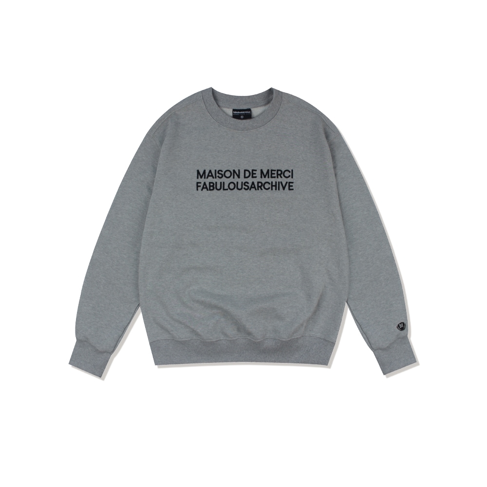 ファビュラスアーカイブユニセックスレギュラーフィットエンボス加工エンボス加工ロゴスウェットシャツメランジグレー (FCC1TS401M)