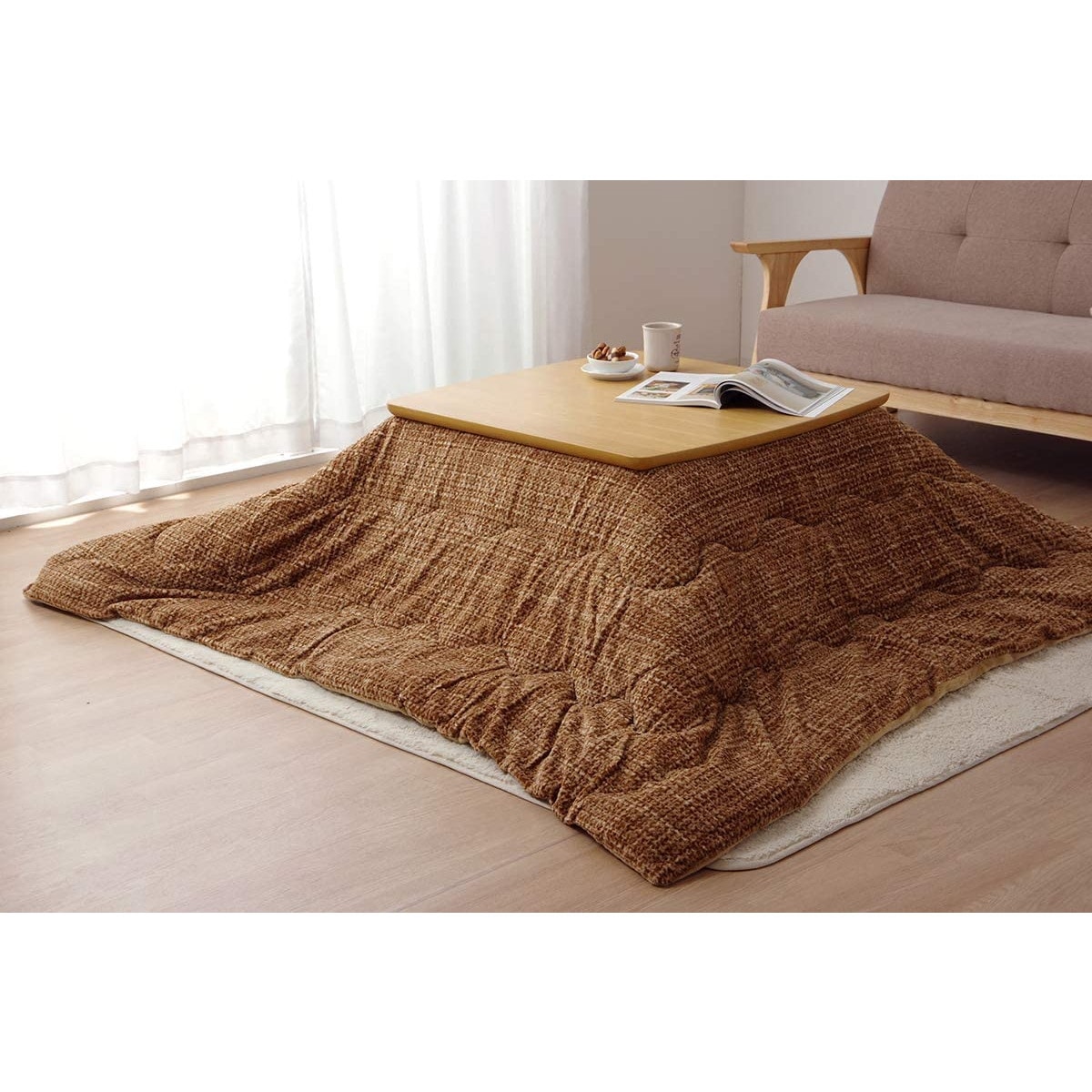 【i】こたつ掛けふとん 正方形 ノート ベージュ 約190×190cm #6822209【北海道・沖縄・離島不可】