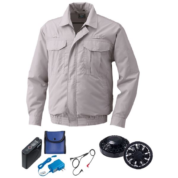 KU9055F 空調服 綿薄手 フルハーネス対応 FAN2200B/LISUPER1 銀 LL