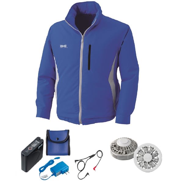 KU90520 空調服 ポリエステル製フード付 FAN2200G/LISUPER1 ブルー 3L