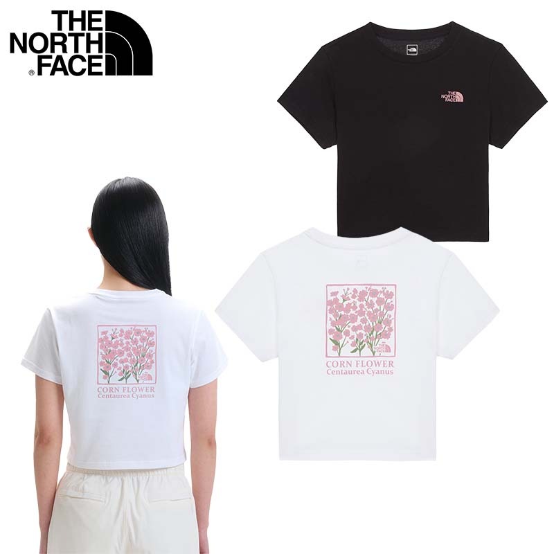 NT7UR32 W’S FLORET S/S R/TEE ノースフェイス Tシャツ 半袖 プリント ラウンドティー 韓国ファッション クロップ 安らかさ 女性用