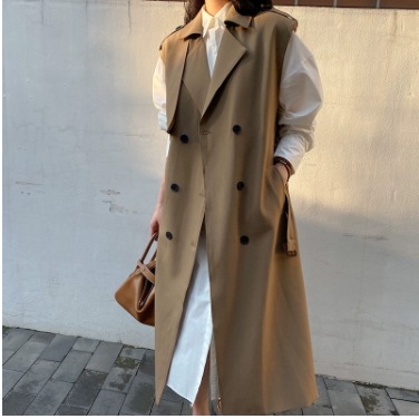 トップス ベスト コート ミモレ丈 袖あり 襟付き 前開き 大人可愛い きれいめ シンプル 上品 おしゃれ かっこいい ラブリー キュート ガーリー クール エレガント 主役級 存在感 無地 春 秋