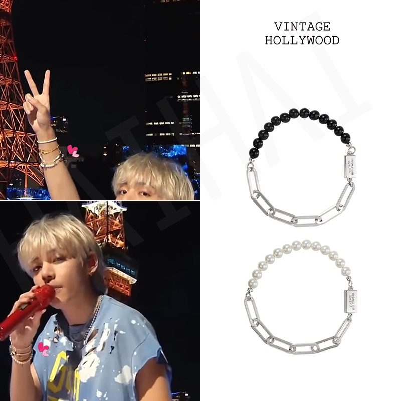 [BTS Vテテ着用]Chain Half Pearl Bracelet