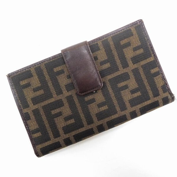 二つ折り財布 がま口財布 ズッカ ライトブラウン ブラック 中古