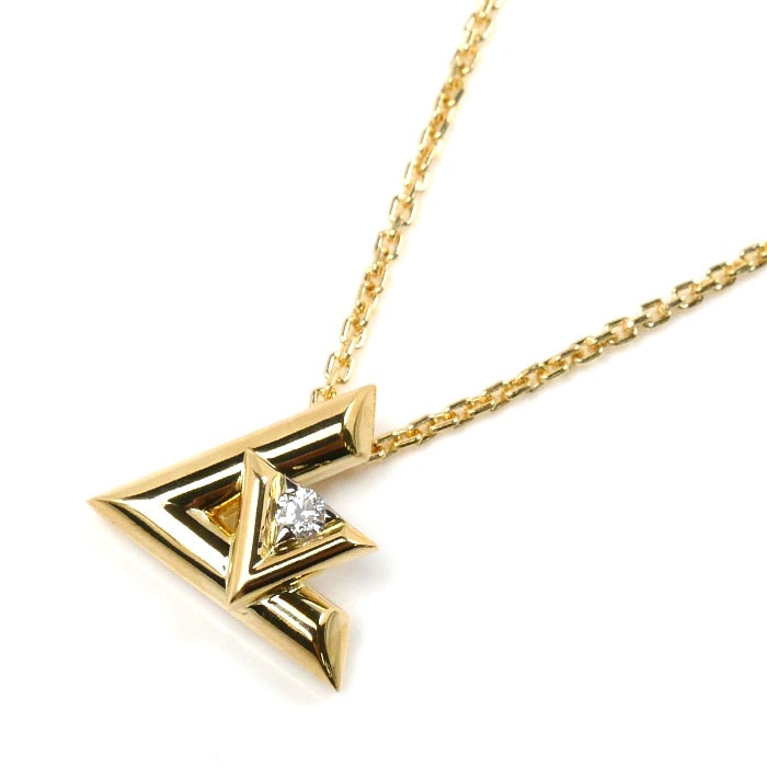 LOUIS VUITTON ルイ・ヴィトン K18YG イエローゴールド ヴォルト ワン PM ネックレス Q93805 G14745 ダイヤモンド 5.6g 45cm レディース 中古 美品 116,500円