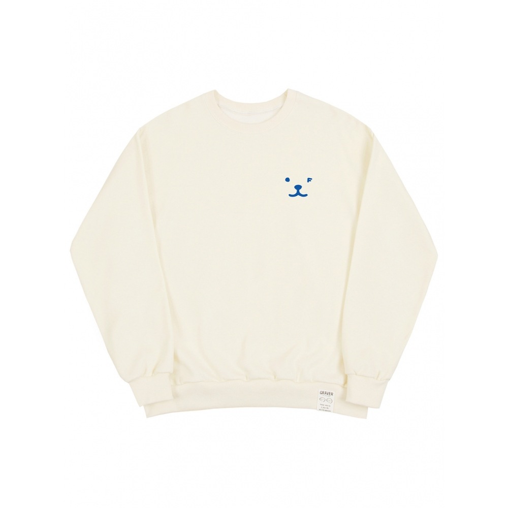 グレイバーパフィーフェイススモール描画スマイルマンツーマンクリームブルーロゴ